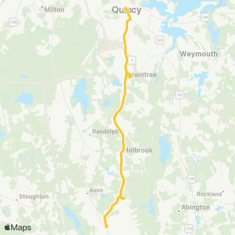MBTA Quincy Ctr - Montello Commuter Rail via Braintree map
