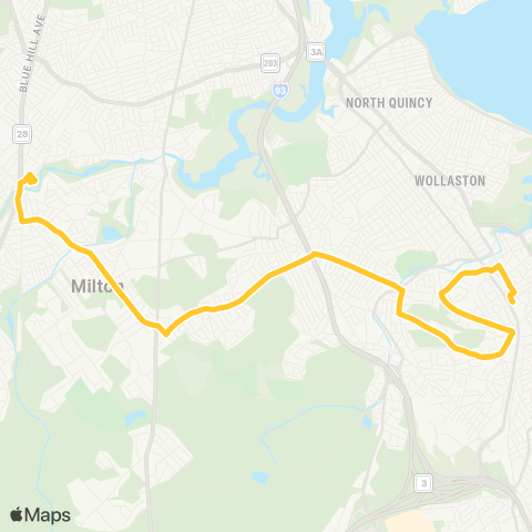 MBTA Quincy Ctr - Mattapan V. Quarry St.& Edgehill Rd. map