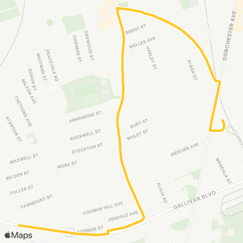 MBTA Ashmont Sta / Norfolk St Loop via Norfolk map