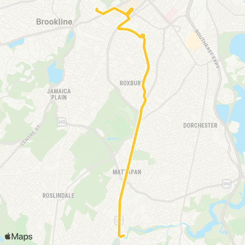 MBTA Mattapan Station - Ruggles via Dudley map