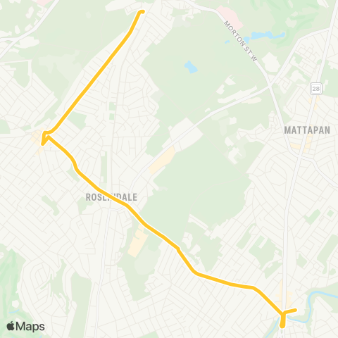 MBTA Mattapan Sta - Forest Hills via Roslindale Sq map