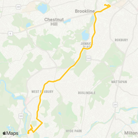 MBTA Dedham Mall / Stimson St. - Forest Hills Sta map