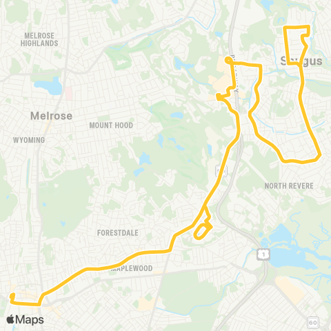 MBTA Saugus Center - Malden Station map