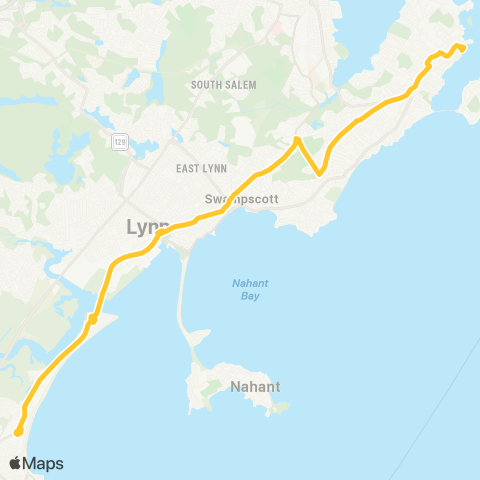 MBTA Marblehead - Wonderland via Cent Sq & Paradise Rd map