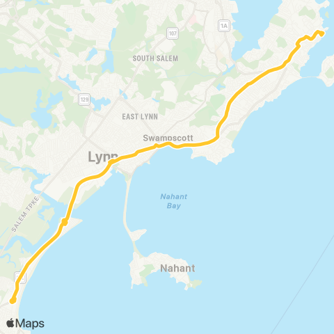 MBTA Marblehead - Wonderland via Cent Sq & Humphrey St map