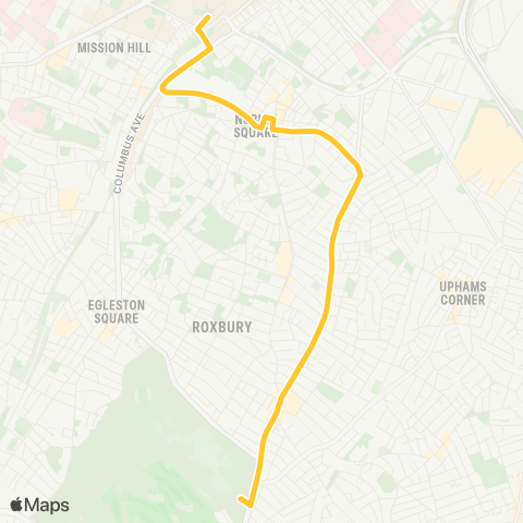 MBTA Franklin Pk - Ruggles Sta via Grove Hall map