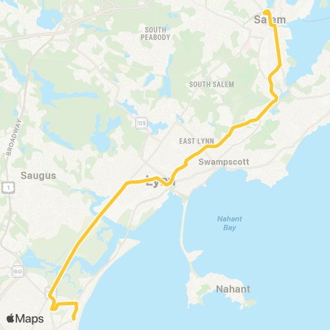 MBTA Salem Depot - Haymarket V Central Sq & W Lynn map