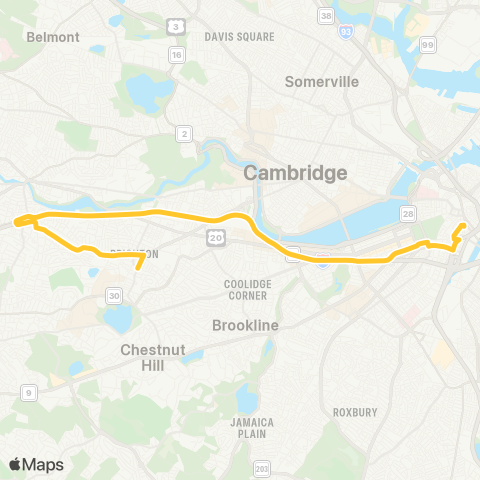 MBTA Brighton - Federal & Franklin Sts. map