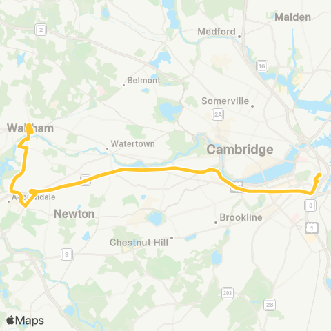 MBTA Waltham Center - Federal & Franklin Sts. map