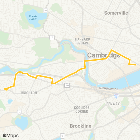 MBTA Oak Square - Univ Pk or Kendall / MIT map