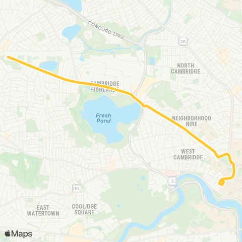 MBTA Belmont Center - Harvard Station map