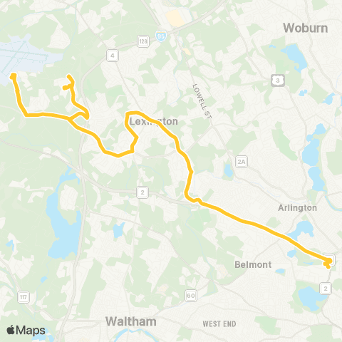 MBTA Lincoln Lab / Hanscom - Alewife Station map
