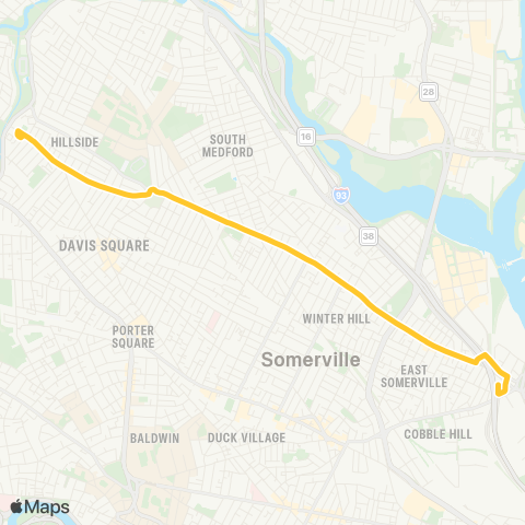 MBTA Clarendon Hill or Davis Sq - Sullivan Sta map