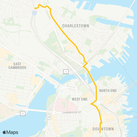 MBTA Assembly - Downtown via Sullivan map