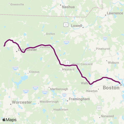 MBTA Fitchburg Line map