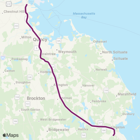 MBTA Kingston Line map