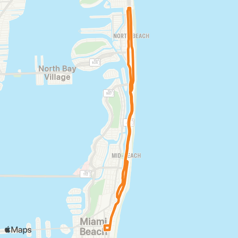 Miami Beach Trolley Collins Express map