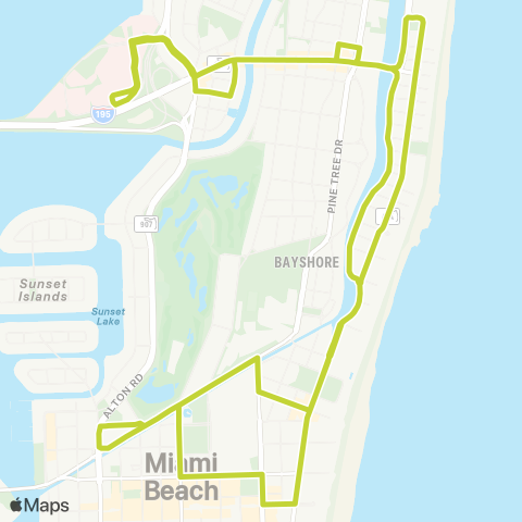 Miami Beach Trolley Middle Beach Loop map