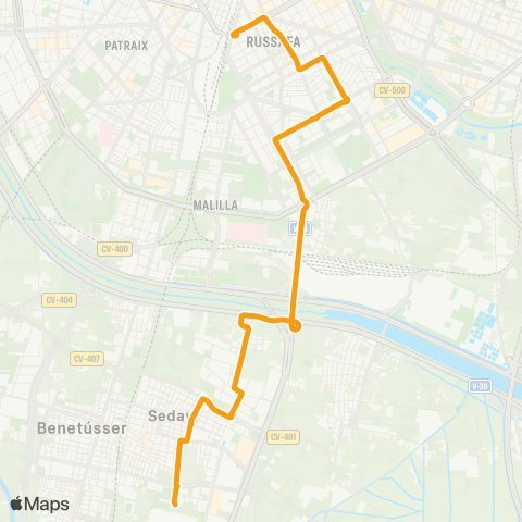Metrobús València - Sedaví - CC Alfafar - Ikea map
