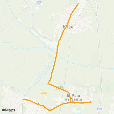 Metrobús Puçol - Rafelbunyol map