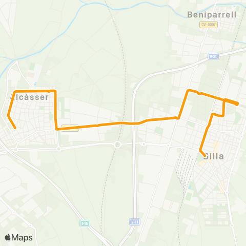 Metrobús Alcàsser - Silla map