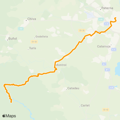 Metrobús Millares - València map