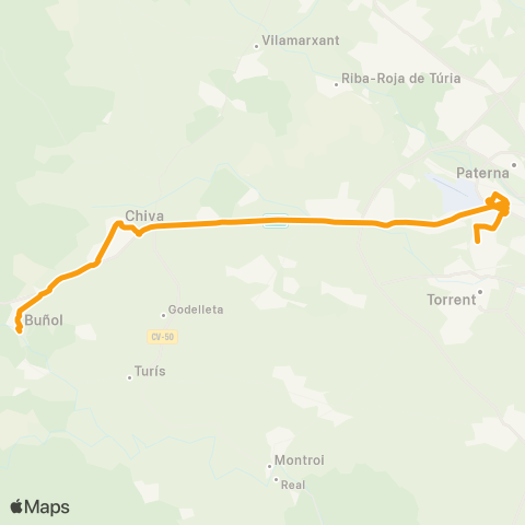 Metrobús Buñol - Hospital de Manises map