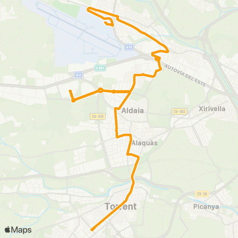 Metrobús Torrent – Alaquàs – Aldaia – C.C. Bonaire map
