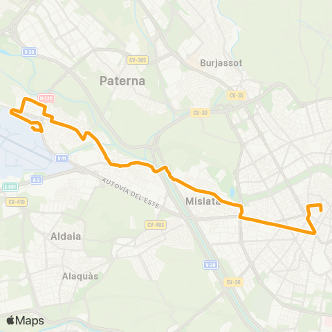 Metrobús Valéncia - Manises - Aeroport map