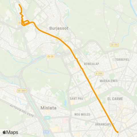 Metrobús València - Lloma Llarga / Valterna map