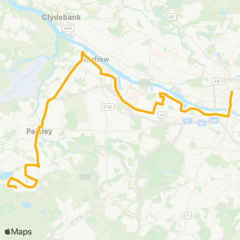 McGill's Bus Service Old Greenock Road - Caplaw Road map
