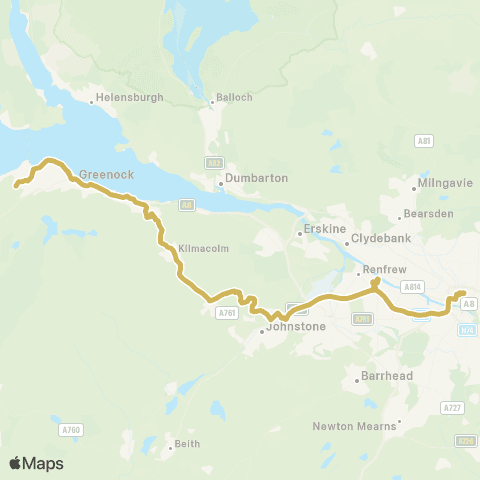 McGill's Bus Service Upper Merlindale - Buchanan Bus Station map