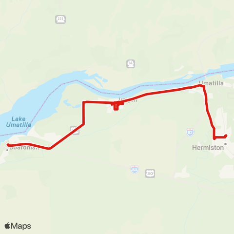 Morrow County Public Transit Rojo map