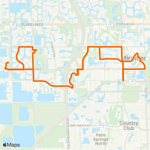 Miramar Community Shuttle Orange map