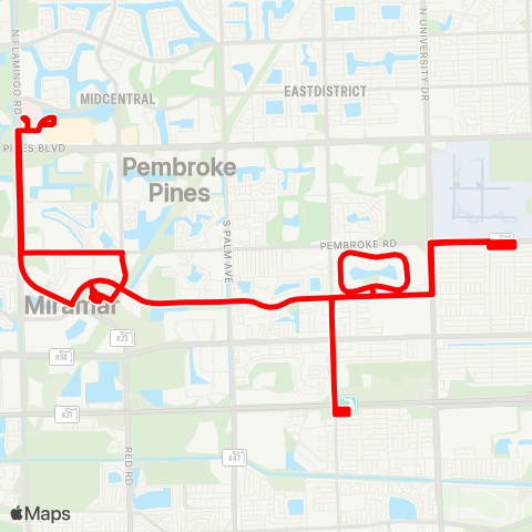 Miramar Community Shuttle Red map