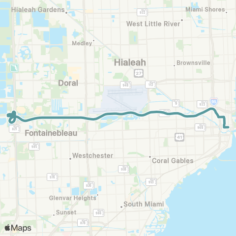 Miami-Dade Transit Highway 836 Express map