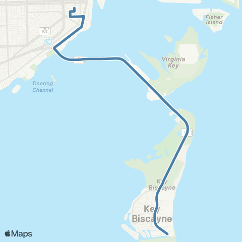 Miami-Dade Transit Brickell Station-Key Biscayne map