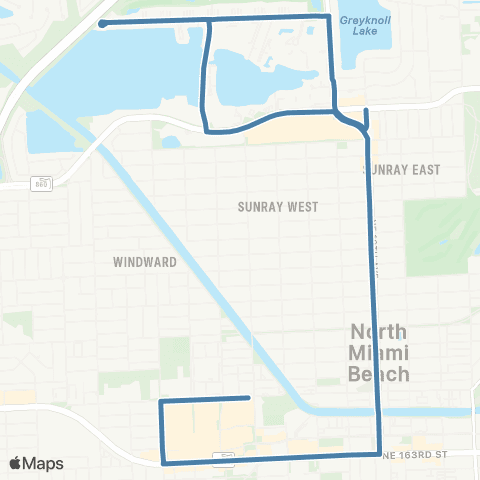 Miami-Dade Transit Skylake Circulator map