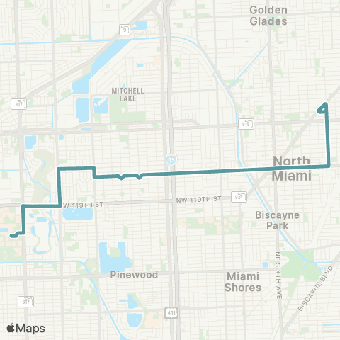 Miami-Dade Transit MDC North - NE 135 St / 12 Ave map