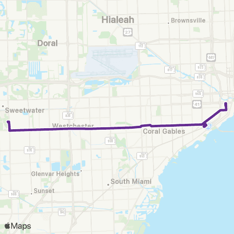 Miami-Dade Transit Coral Way Limited map