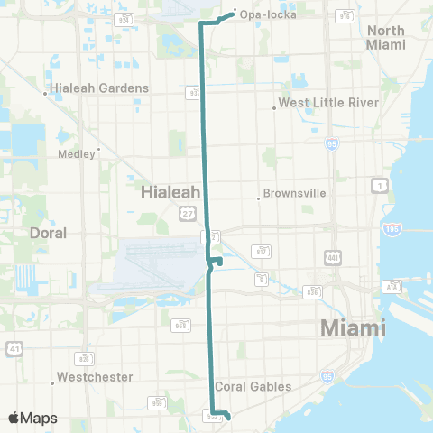 Miami-Dade Transit Dgls Rd-Opalocka Tri-Rail map