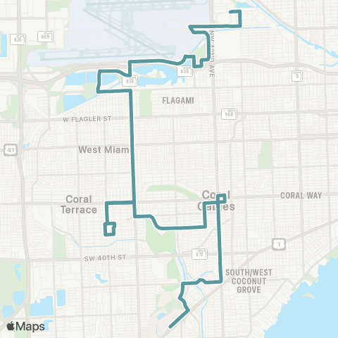 Miami-Dade Transit Airport-Gables-Child Hosp-Univ Stat map