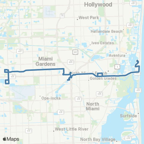 Miami-Dade Transit Miami Lakes-North Miami-Sunny Isles map