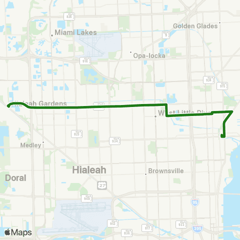 Miami-Dade Transit Hia Gardens-Bisc Blvd via 103 St map