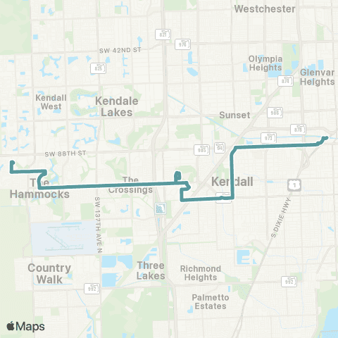 Miami-Dade Transit Hammocks-MDC-Dadeland No.Via 104 St map
