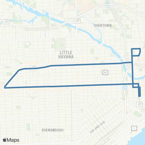Miami-Dade Transit Little Havana Connection map