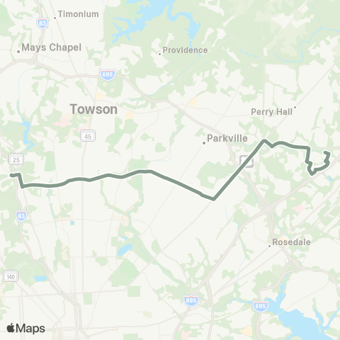 MDOT MTA Mt Washington Station - White Marsh map