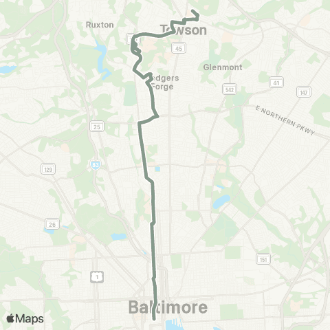 MDOT MTA Towson - Downtown map
