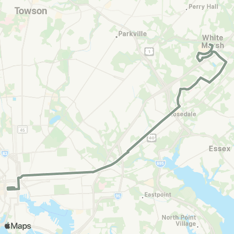 MDOT MTA Downtown - White Marsh map