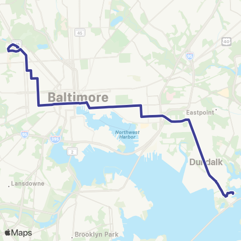 MDOT MTA Mondawmin - Dundalk map